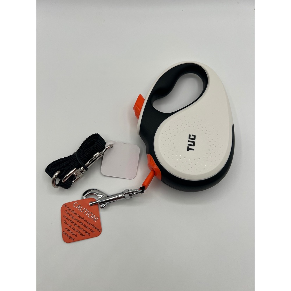 TUG 360 Retractable Dog Leash Tangle Free White Black Orange Heavy Duty Walking